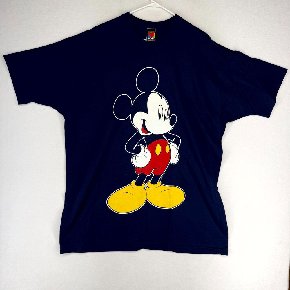 Vintage Disney Mickey Unlimited Mens Blue Short Sleeve Cotton Tshirt Size 3XL